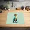 Cartoon - Dino - Oranje - Stekels Inductie beschermer vinyl 3mm middel -sfeer5