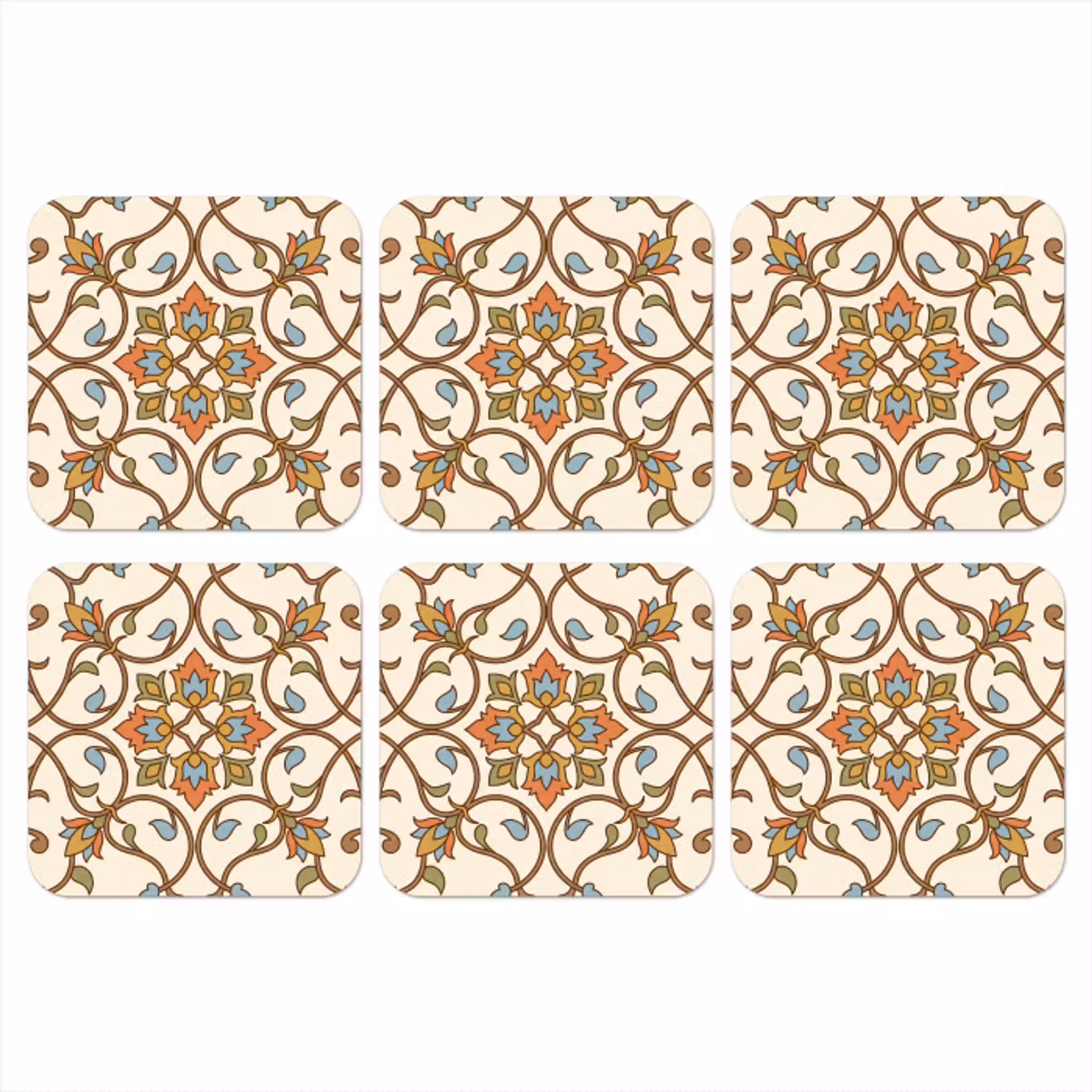 Patroon - Bloemen - Ornament - Kleurrijk onderzetter kurk middel -3d