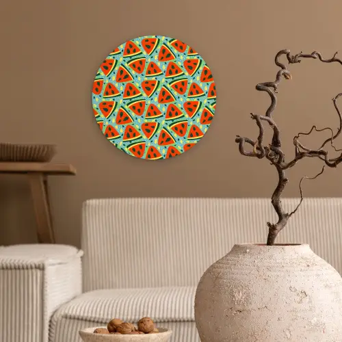 Watermeloen - Zomers - Fruit Wandcirkel plexiglas klein 852 -sfeer1