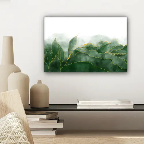 Marmer - Groen - Luxe - Goud - Marmerlook canvas 2cm klein -sfeer6