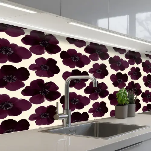 Bloemen - Aquarel - Paars keuken achterwand 2 middel 871 -3d_schuin