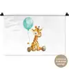 Giraf - Baby - Dieren - Blauwe ballon Wandkleed katoen klein -t3d_DE