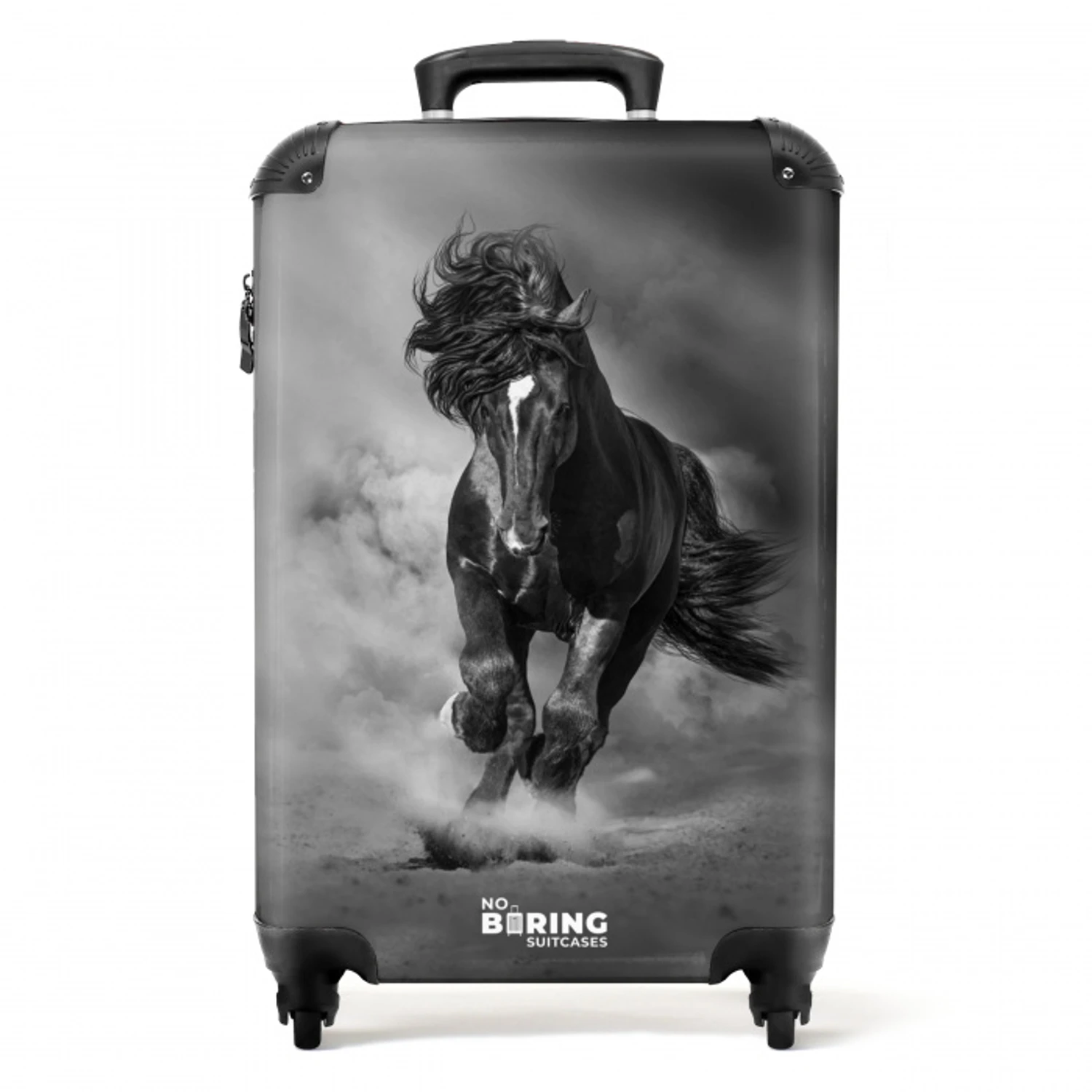 Zwart paard in galop NBS - Handbagage koffer - Unisex middel -productfoto_recht