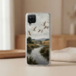 Eenden - Rivier - Landschap - Vlucht - Nostalgisch Telefoonhoesje Samsung Galaxy A12 klein -sfeer2