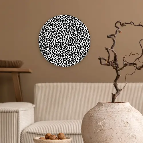 Vlekken - Zwart - Wit Wandcirkel plexiglas klein 852 -sfeer1