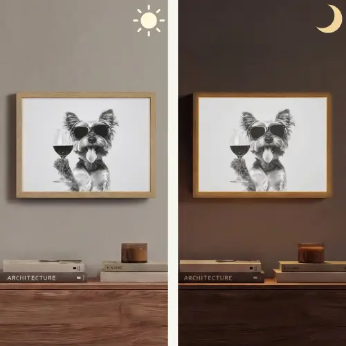 Hondje - Wijnglas - Zonnebril - Enthousiast Light Box met batterij (Wandlamp) middel -sfeer3