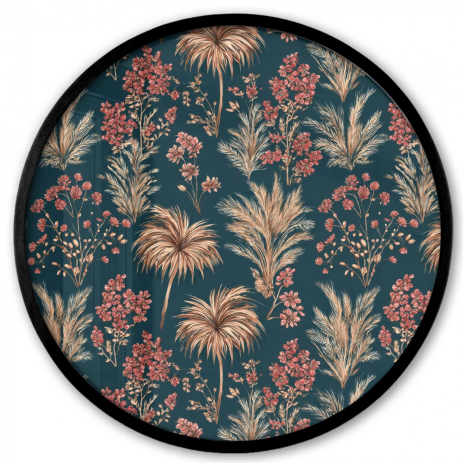 Botanisch - Patroon - Blauw Fotolijst rond zonder passe partout klein 856 -3d