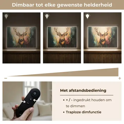 Hert - Geverfd - Gewei - Bruin Light Box met batterij (Wandlamp) middel -USP_dimbaarNL