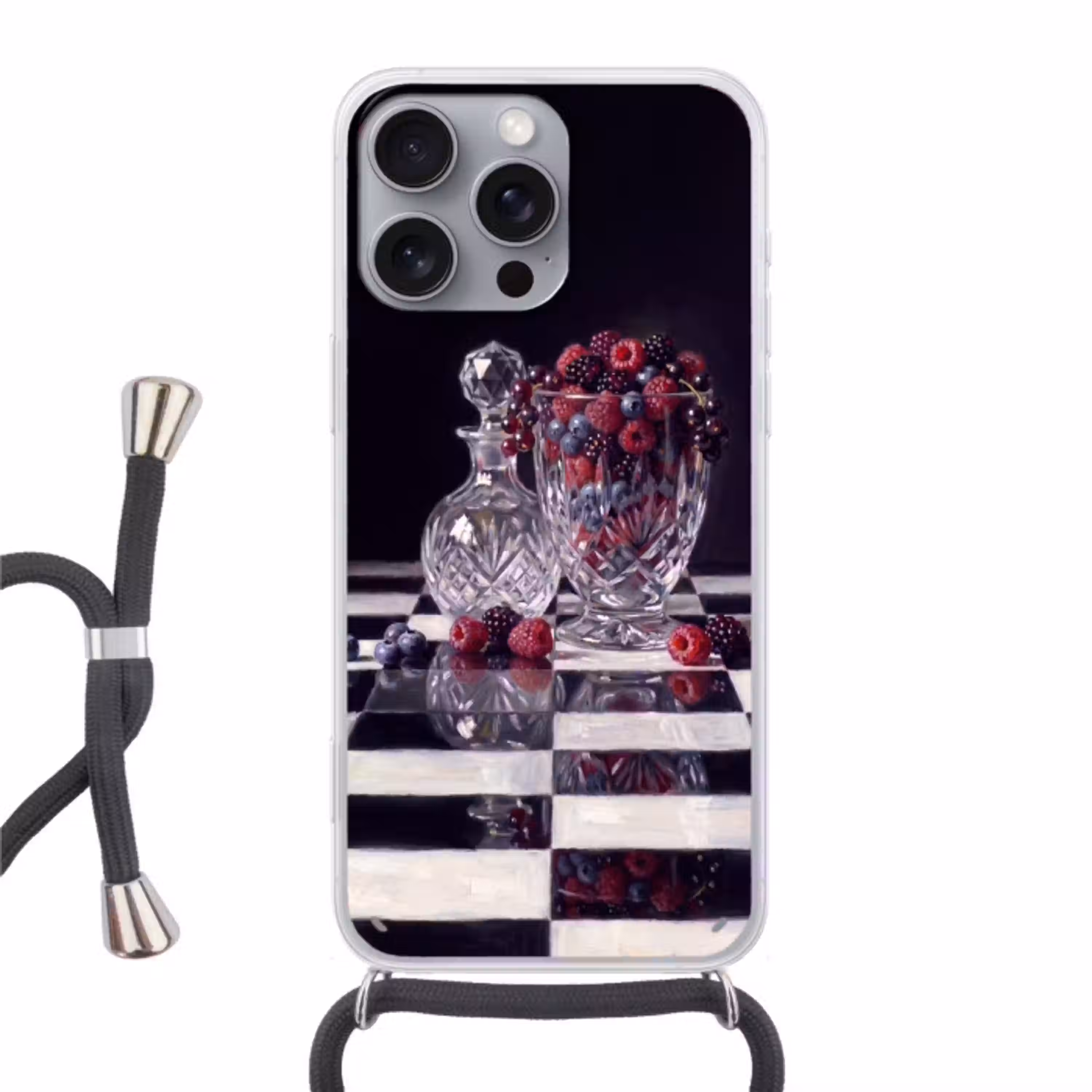 Bessen - Kristal - Stilleven Hoesje iPhone 16 Pro Max met koord klein -3d