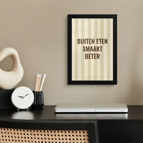 Buiten - Quote - Strepen - Zomer fotolijst zwart zonder passe partout klein -sfeer1