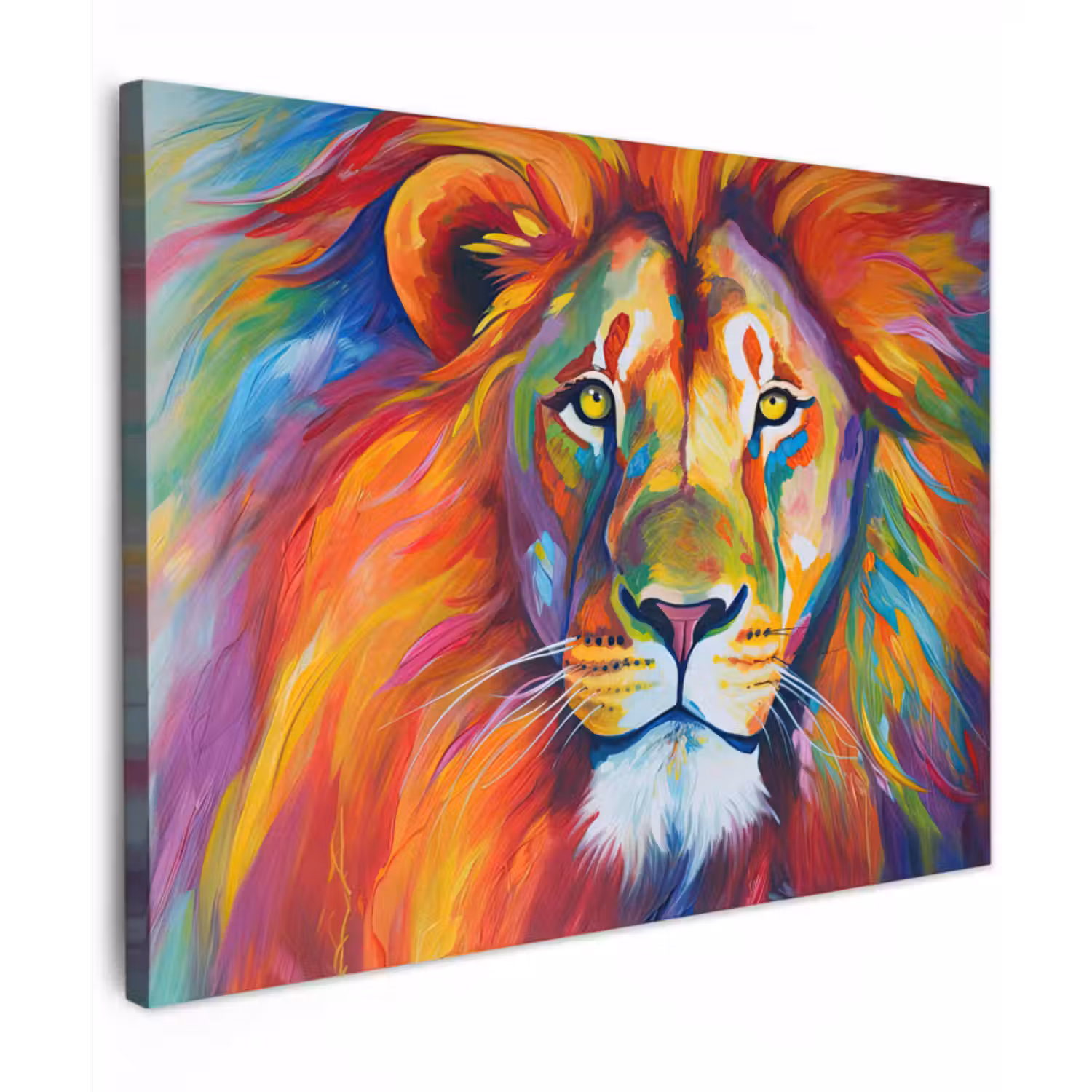 Canvas schilderij - Leeuw - Dieren - Olieverf - Regenboog