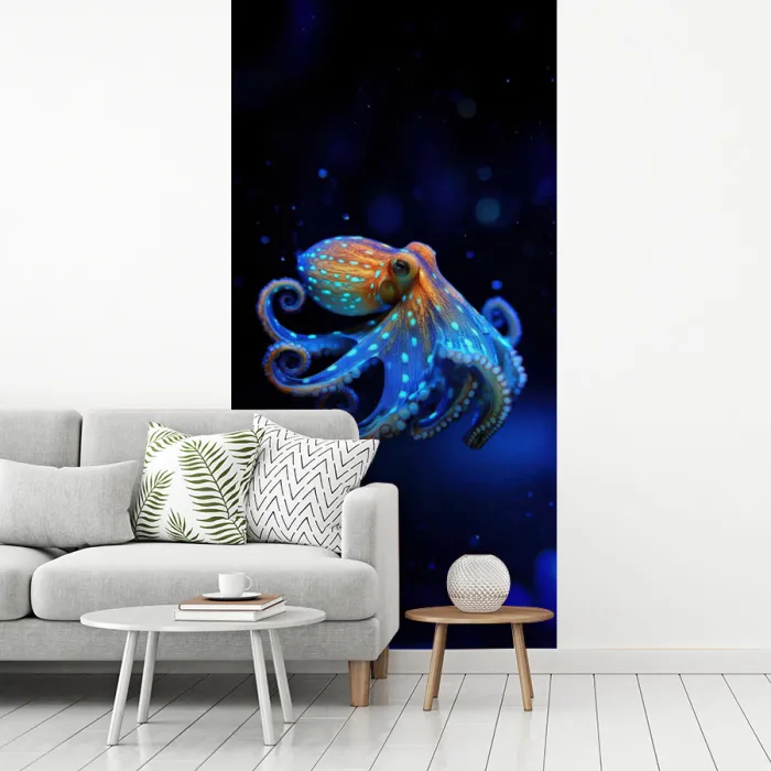 Octopus - Stippen - Blauw - Zee fotobehang vinyl groot -woonkamer