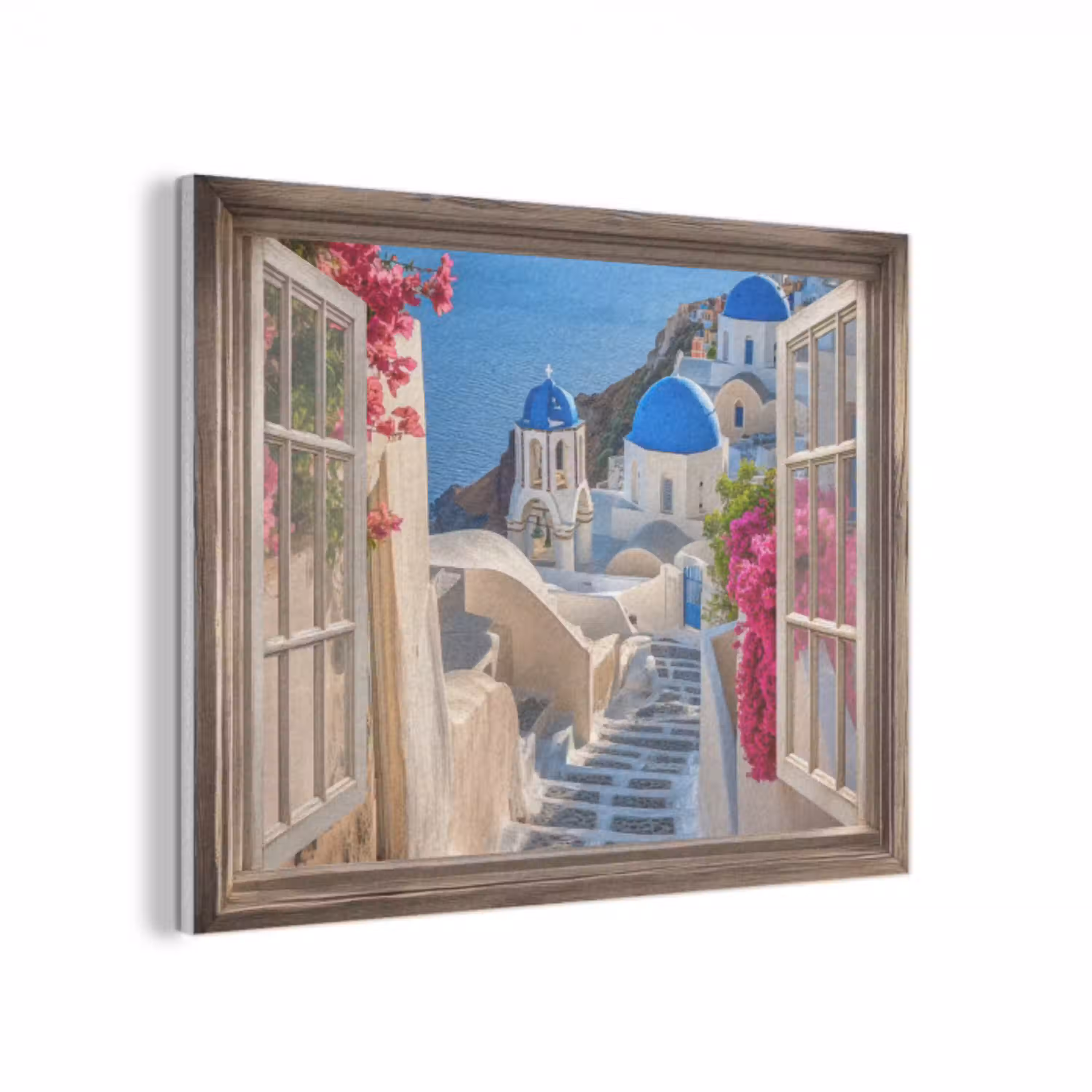 Doorkijk - Santorini - Landschap - Blauw - Grieks PET vilt klein -3d
