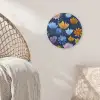 Bloemen - Patroon - Blauw - Contrast Akoestische PET Vilt - Rond klein -sfeer4