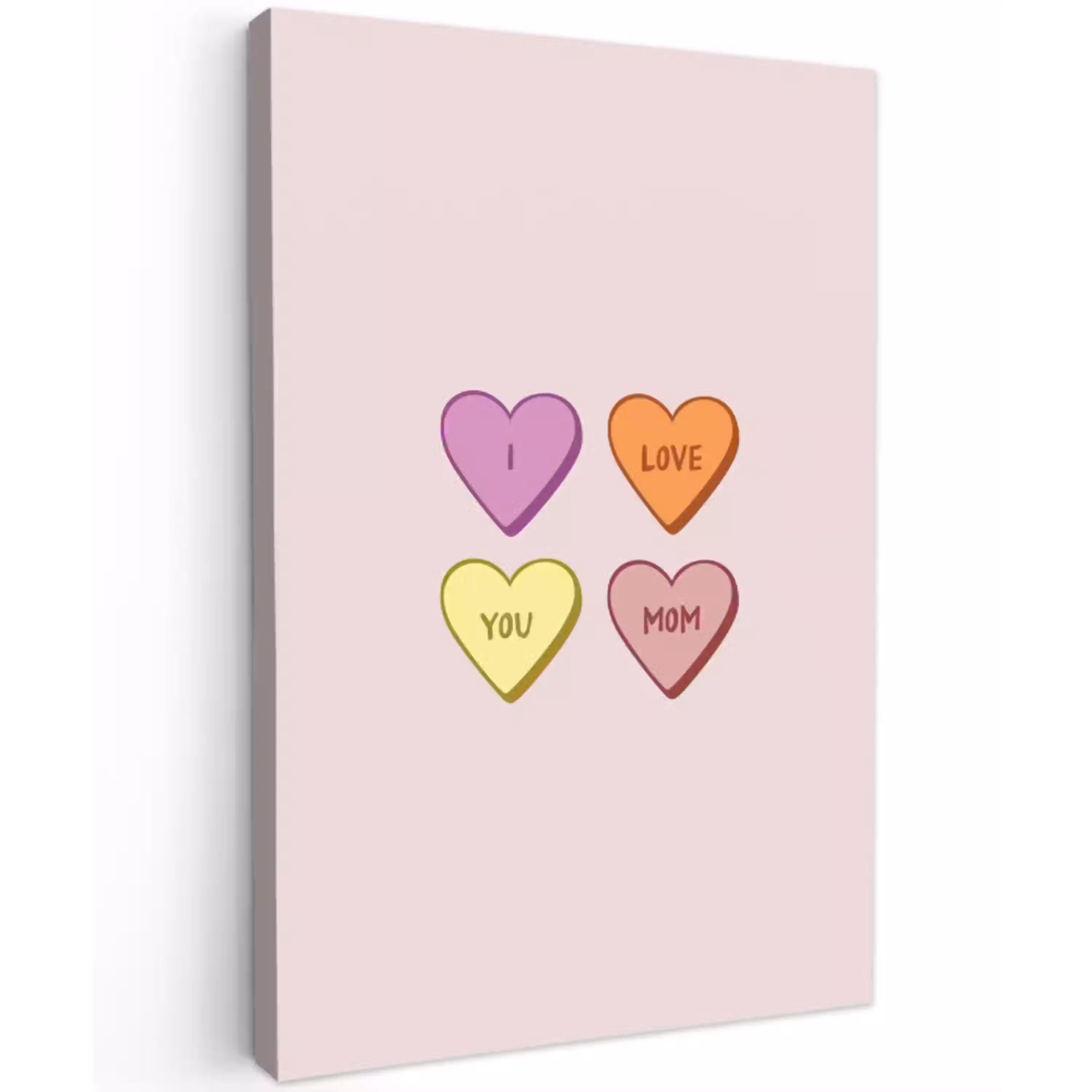 Hartjes - Pastel - Liefde - Moeder Tuinposter op houten frame 2 cm dik middel -3d