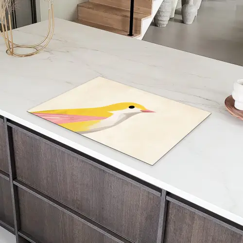Vogel - Minimalistisch - Geel Inductie beschermer vinyl 3mm klein -sfeer8