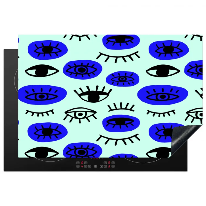 Patroon - Oog - Mint - Blauw Inductie beschermer vinyl 3mm klein 276 -3d