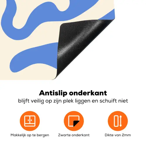 Minimalistisch - Organisch patroon - Blauw Inductie beschermer vinyl 3mm klein -zzzzzzz-td-onderkant