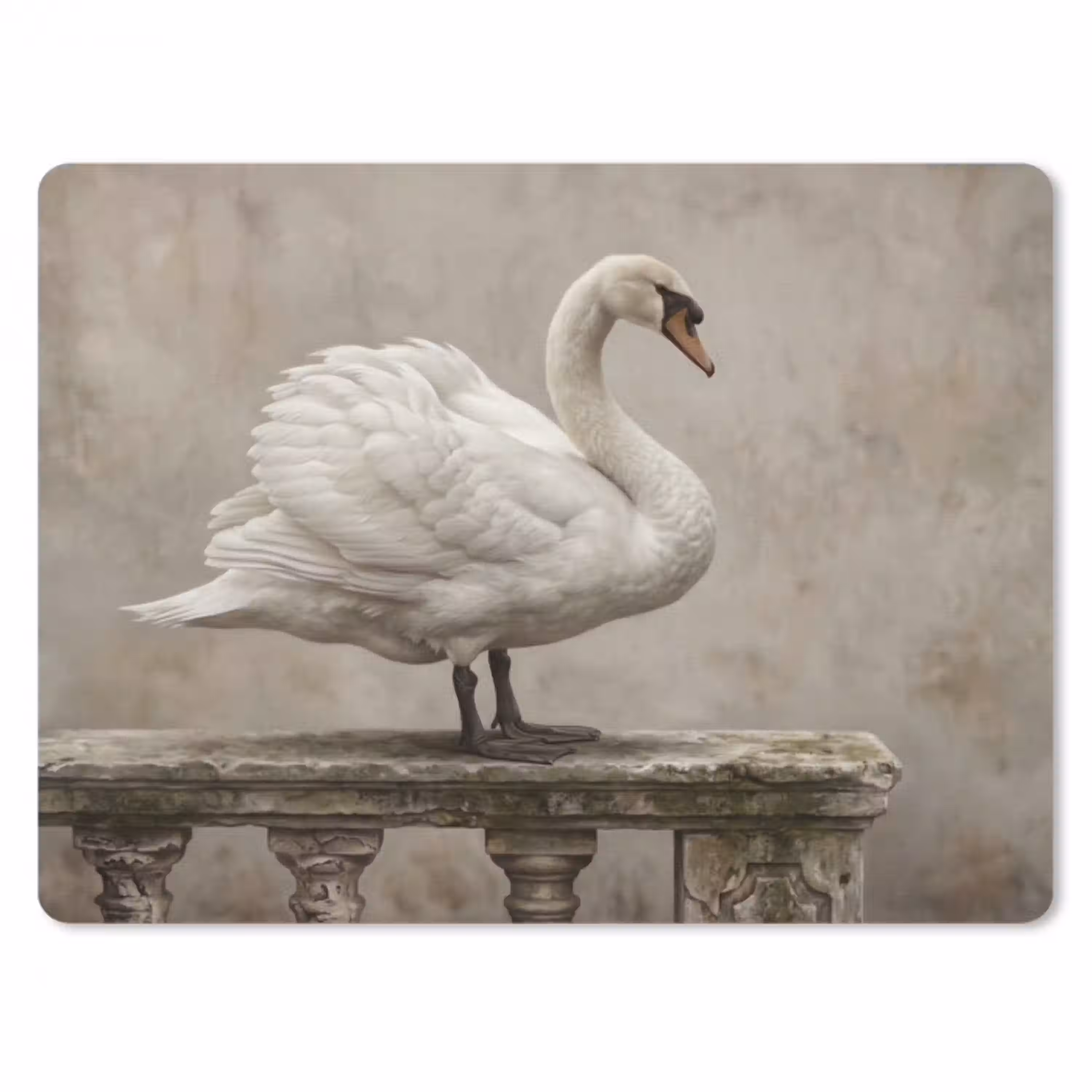 Zwaan - Elegant - Dieren - Wit muismat rubber klein -3d