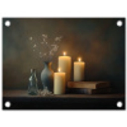 Kaarsen - Stilleven - Rustiek - Boeken tuinposter los doek klein -3d