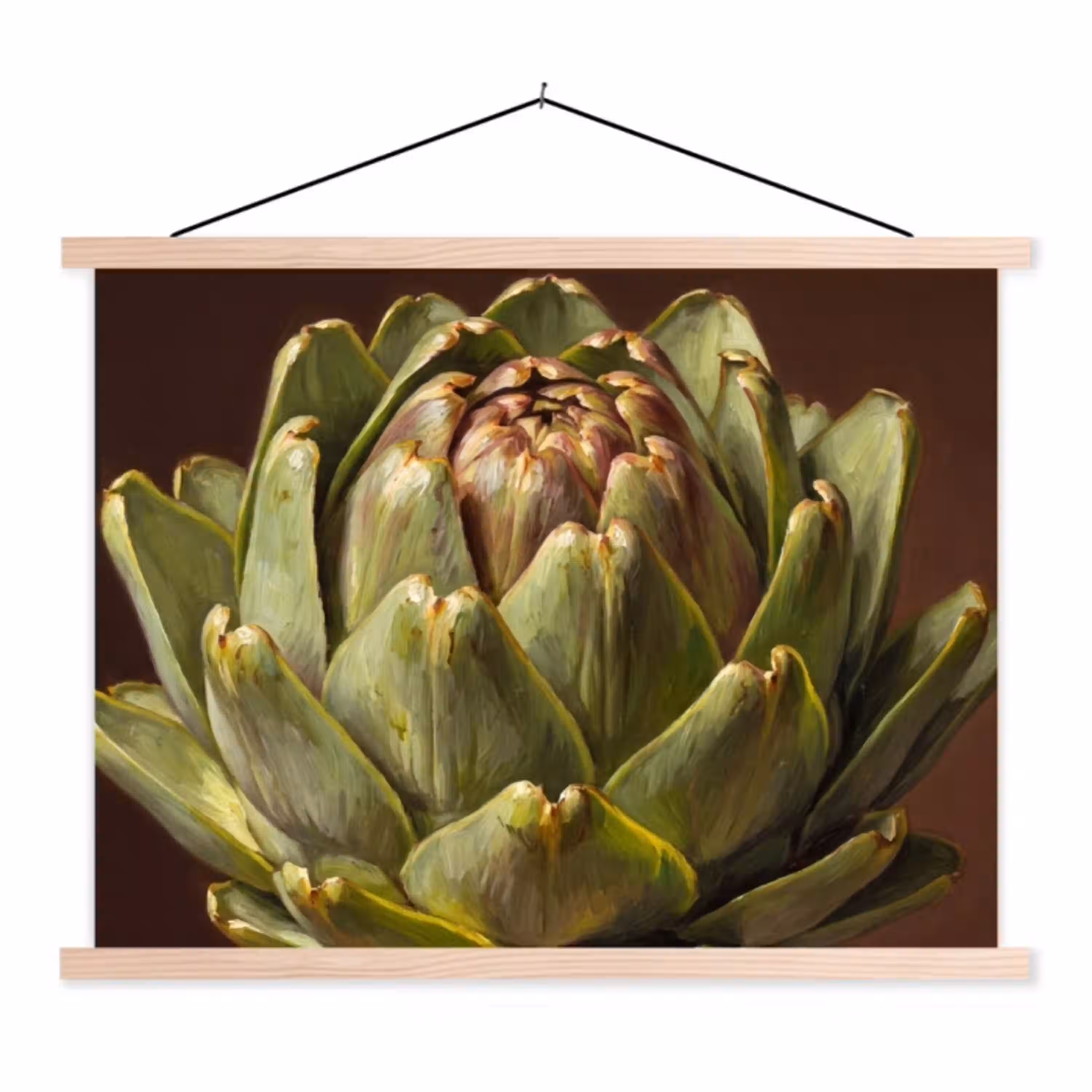 Groente - Artisjok - Groen textielposter latten blank klein -3d