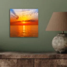 Zonsondergang - Zee - Lucht - Oranje - Horizon - Water aluminium wit klein -sfeer2