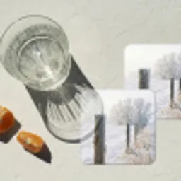 Hek - Sneeuw - Mist - Platteland - Nostalgisch onderzetter kurk middel -sfeer4