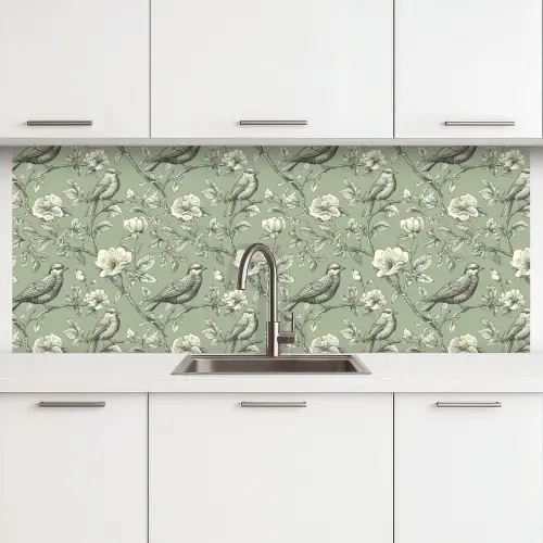 Klassiek - Botanisch - Groen keuken achterwand 2 middel 871 -3d