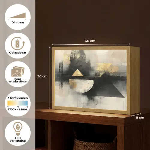 Abstract - Zwart - Verf - Modern Light Box met batterij (Wandlamp) middel -USP_websiteoverzichtNL