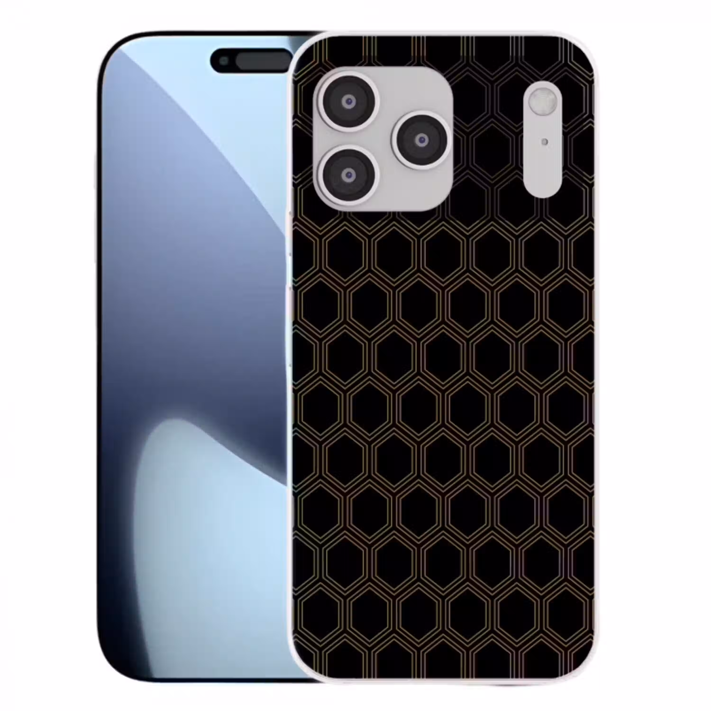 Zwart - Goud - Zeshoek Telefoonhoesje iPhone 17 Pro Max klein 879 -3d