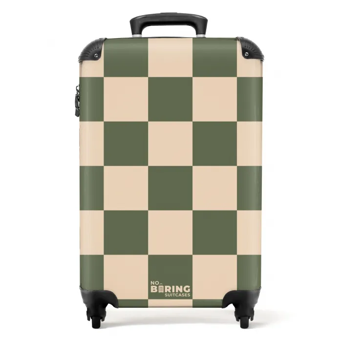 Squares - Groen/Beige NBS - Handbagage koffer - Kinderen Unisex middel -productfoto_recht