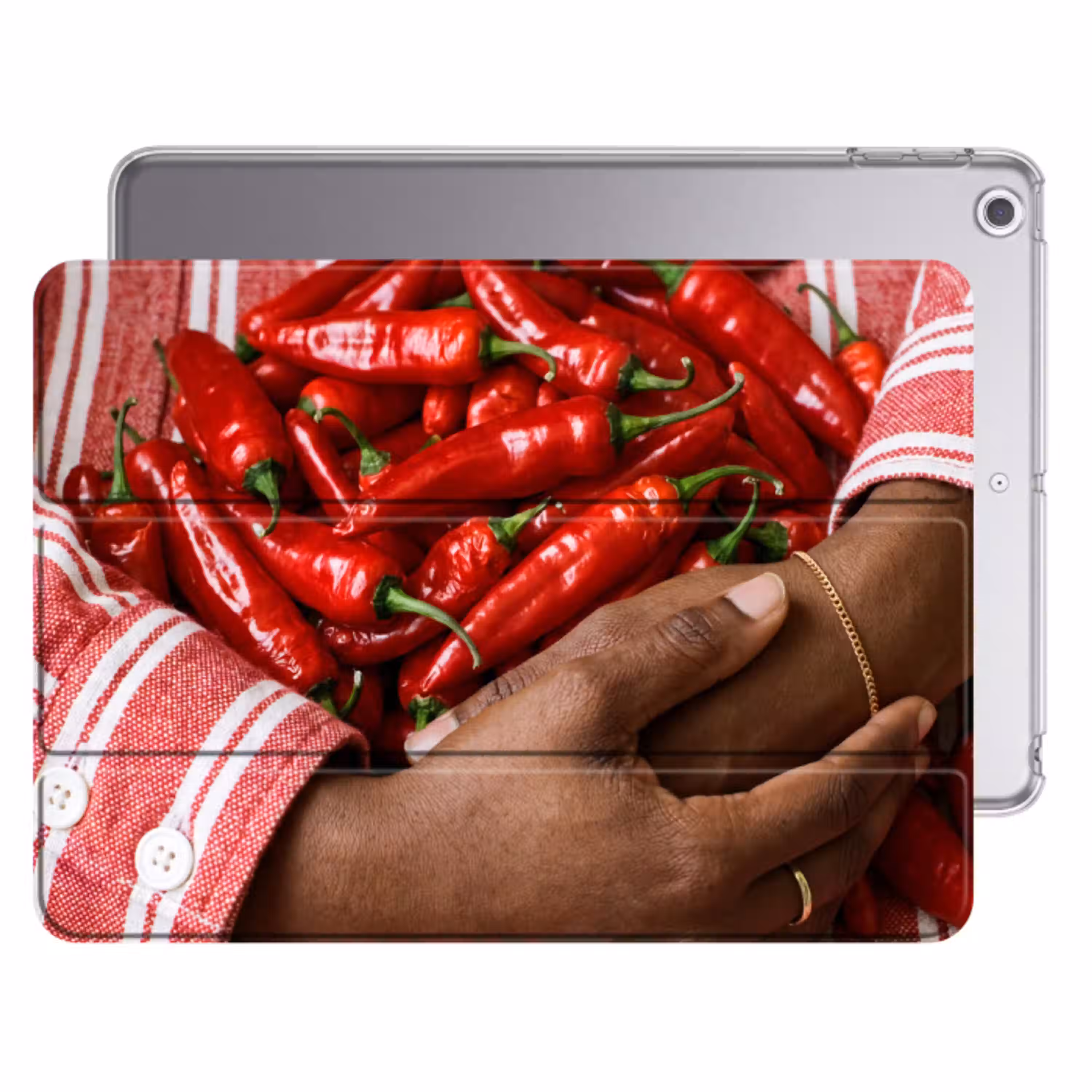 Chilipepers - Rood - Handen Apple iPad 2017 middel -threedimensional_3d_global