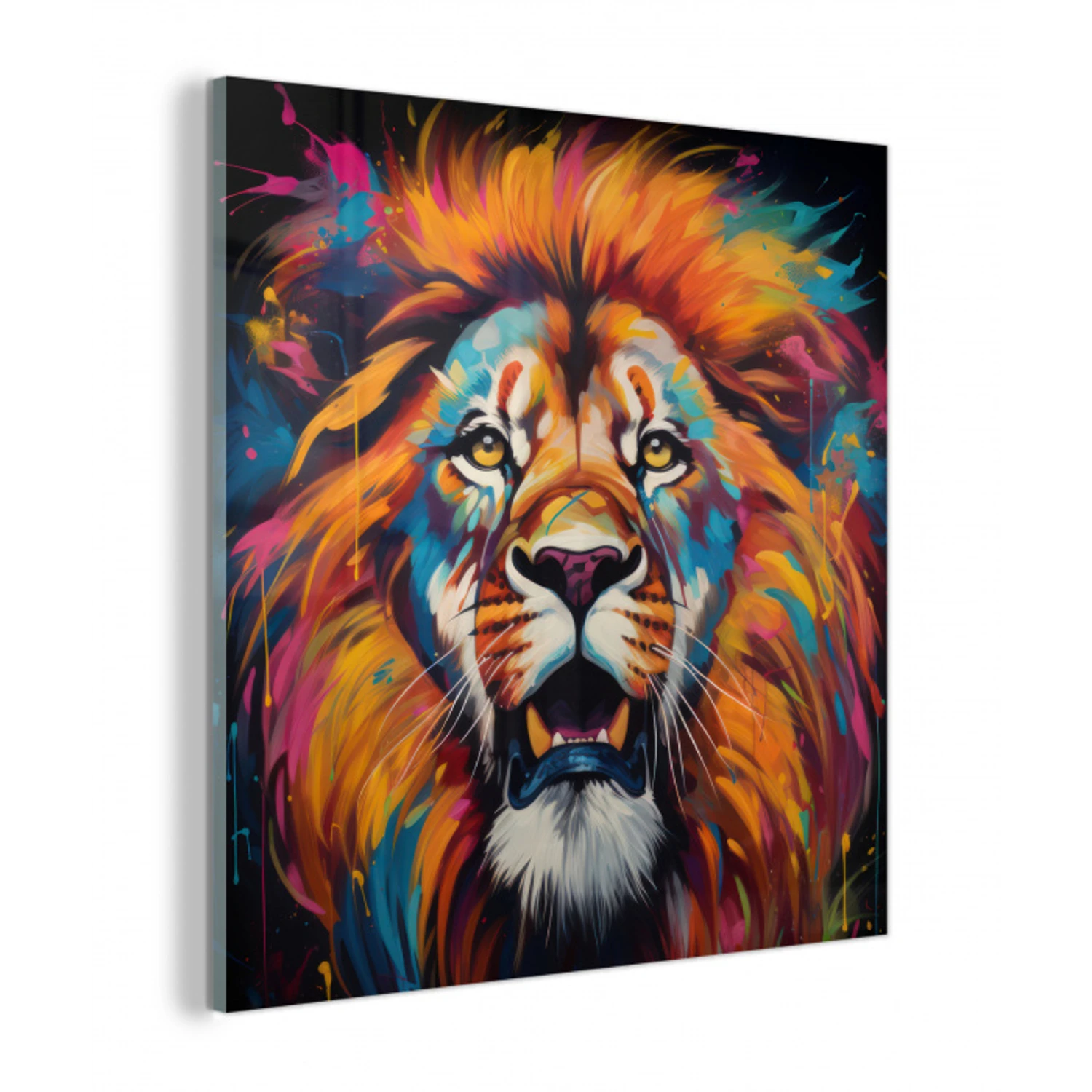 Leeuw - Graffiti - Dieren - Zwart plexiglas 5mm klein -z3d