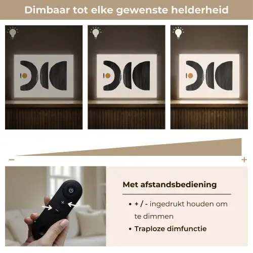 Abstract - Halve cirkel - Kunst - Zwart wit Light Box met batterij (Wandlamp) middel -USP_dimbaarNL
