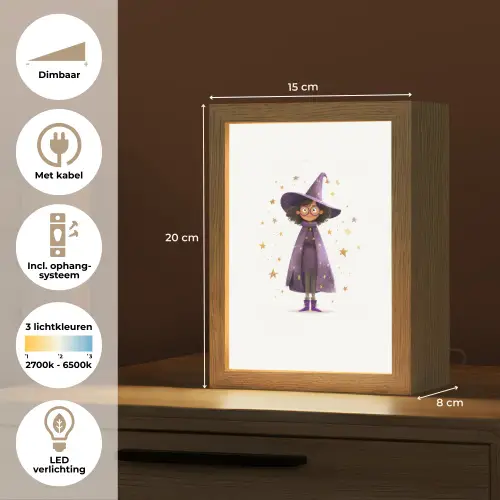 Heks - Paars - Sterren - Heksenhoed Light Box met kabel klein -USP_NL
