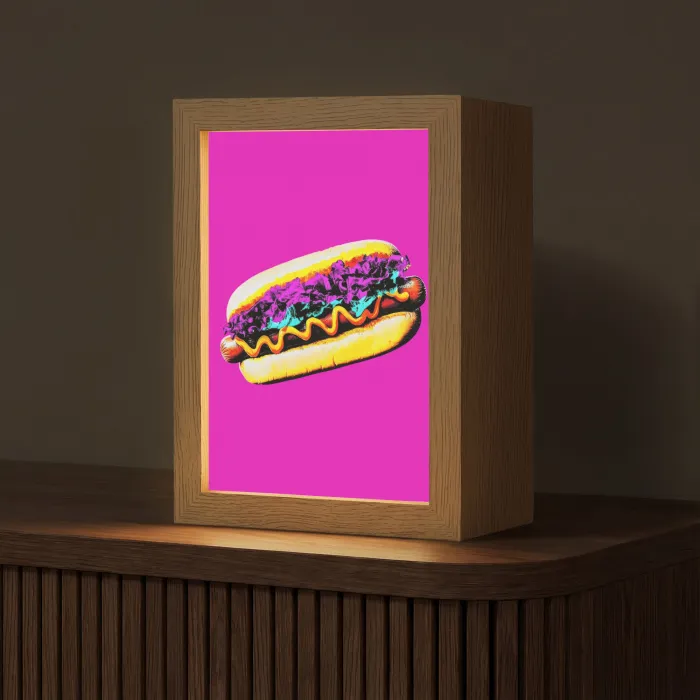 Hotdog - Roze - Retro Light Box met kabel (Tafellamp) klein -z3d_website