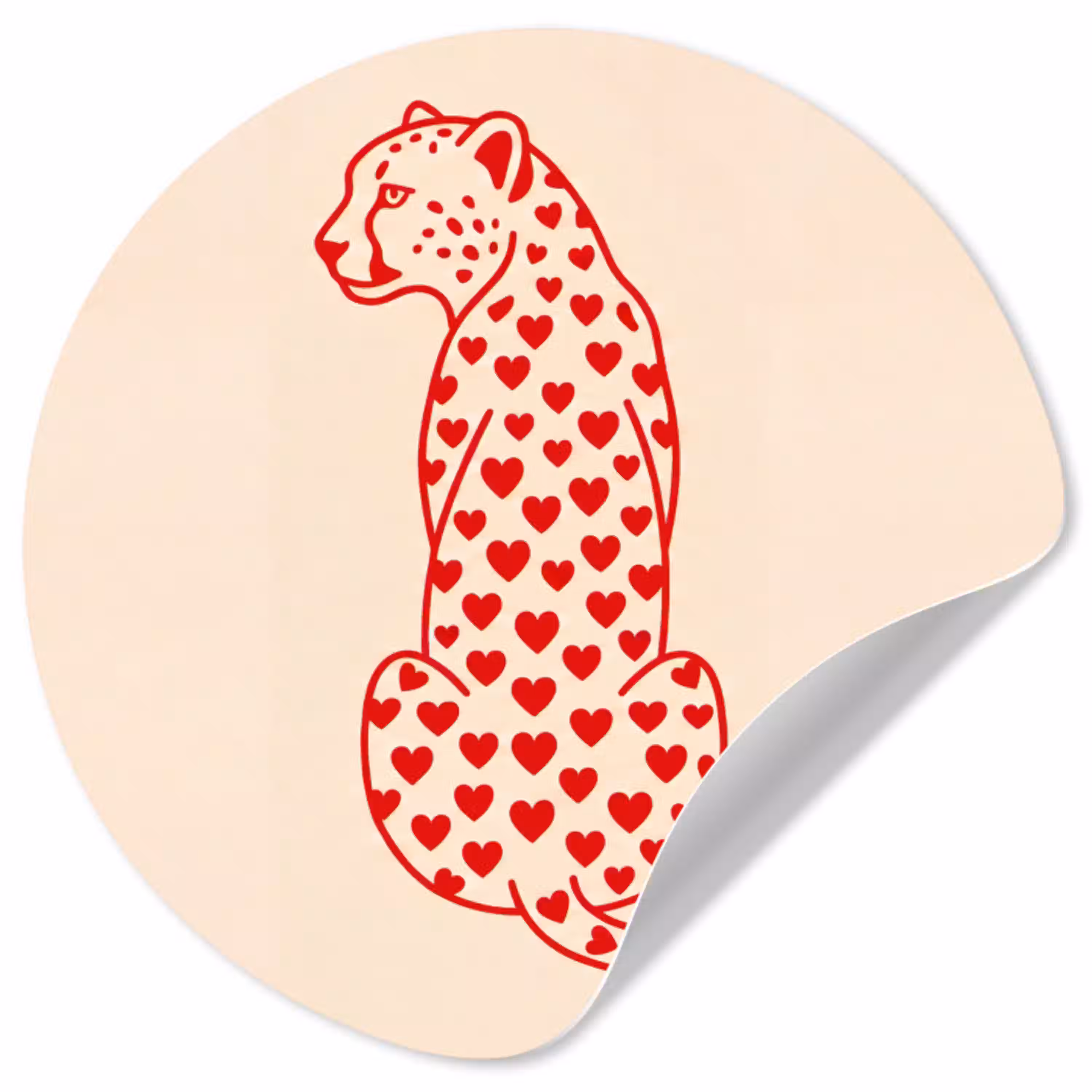Kat - Harten - Dieren - Modern - Rood Wandcirkel behangsticker klein -3d