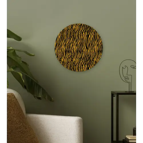 Oranje - Tijger - Zwart - Patroon Wandcirkel plexiglas klein 852 -sfeer3