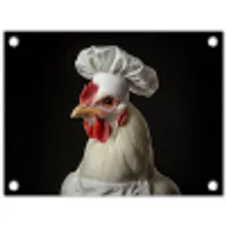 Kok - Rood - Kip tuinposter los doek klein -3d