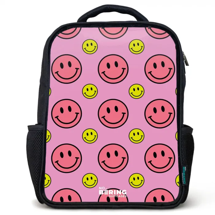 All smiles roze Rugzak - Zwart middel -3d