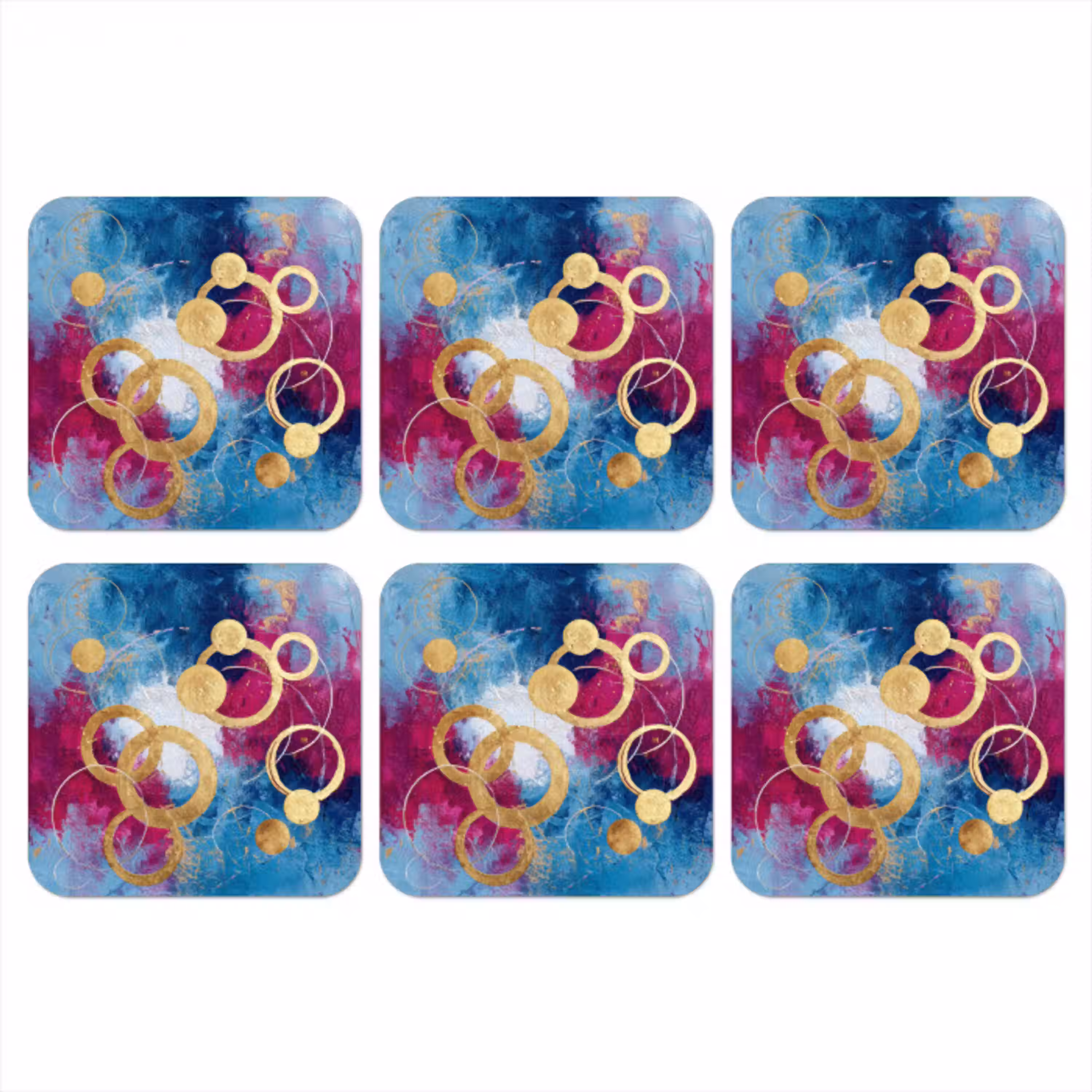 Cirkels - Goud - Abstract onderzetter kurk middel -3d