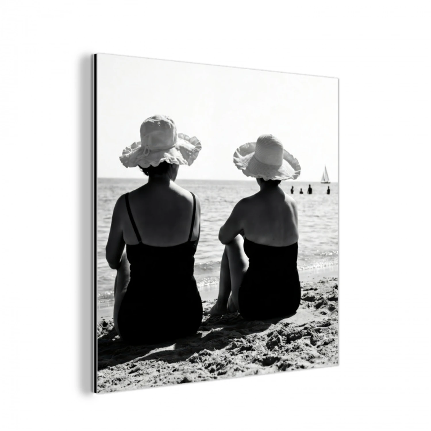 Vrouwen - Zonnehoed - Strand - Zwart - Wit aluminium wit klein -3d