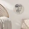 Minimalistisch - Lijnillustratie - Beige - Donkerblauw Akoestische PET Vilt - Rond klein -sfeer4