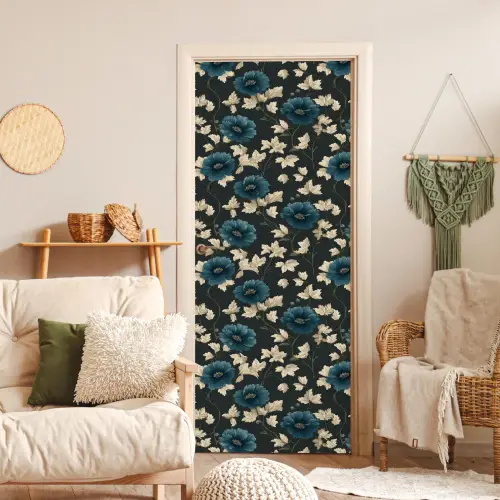 Botanisch - Bloemen - Blauw deurposter klein 289 -sfeer2
