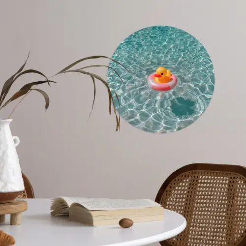 Badeend - Zwemband - Geel Wandcirkel behangsticker klein -sfeer3