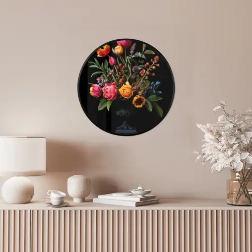 Tulpen - Bessen - Boeket - Vaas Fotolijst rond zonder passe partout klein -sfeer3