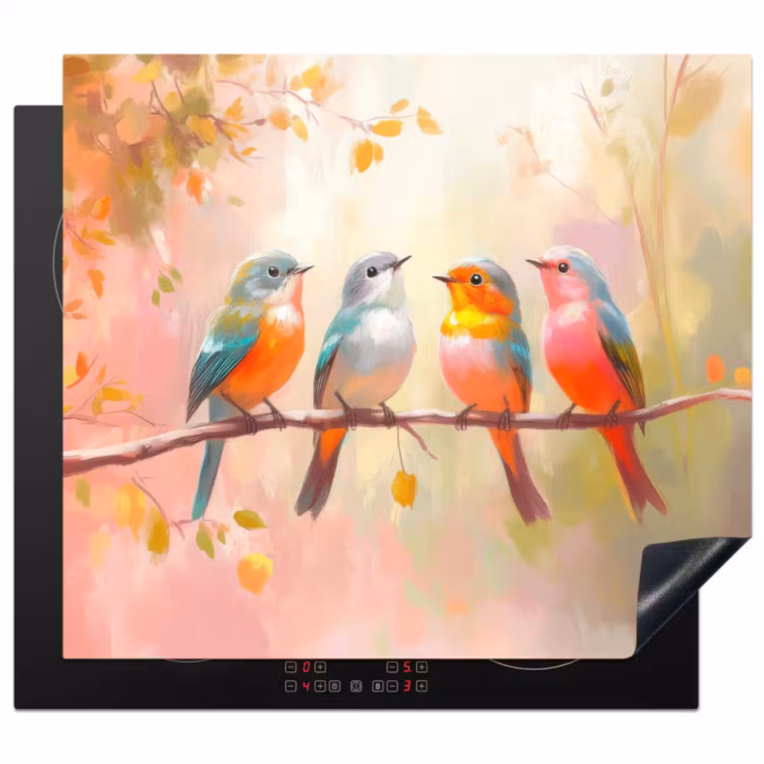 Inductie beschermer - Vogels - Kleurrijk - Tak