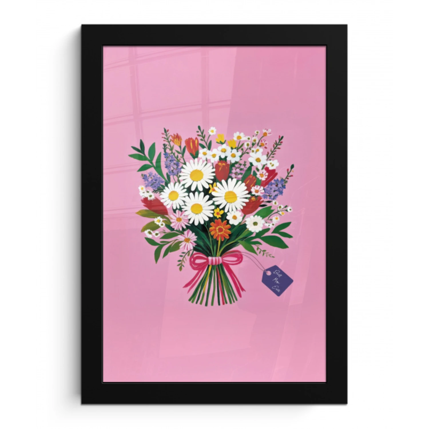 Bloemen - Quote - Kaartje - Kleurrijk fotolijst zwart zonder passe partout klein -3d