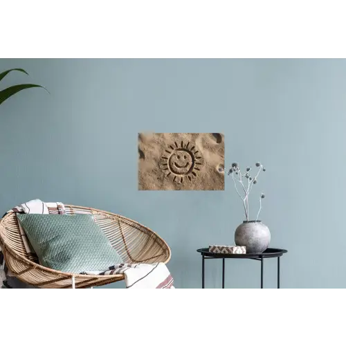 Gezichtje - Zon - Zand - Getekend Muursticker klein -plant