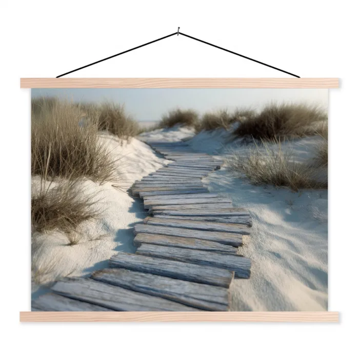 Pad - Planken - Duinen - Gras textielposter latten blank klein -3d